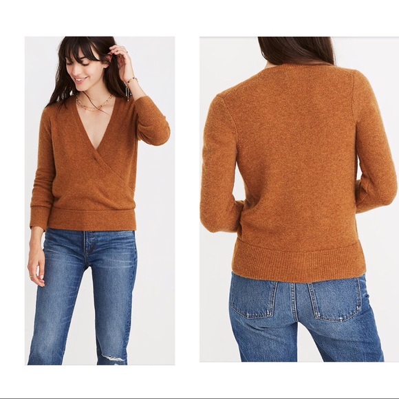 madewell wrap front pullover sweater